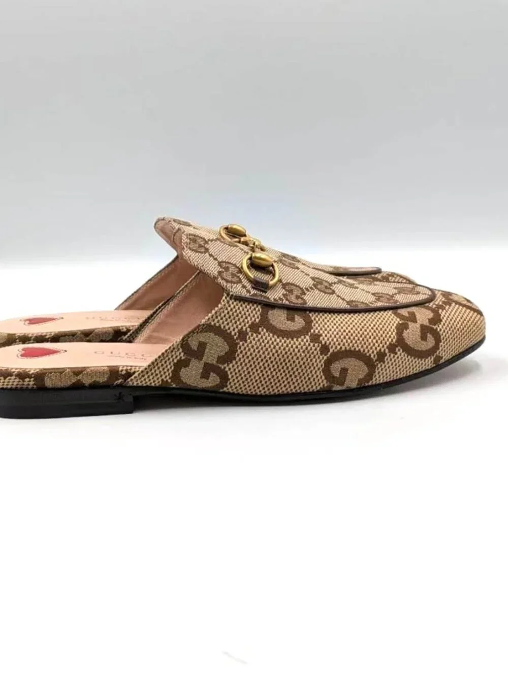 Gucci Monogram Jumbo GG Malaga Princetown Slippers Camel Ebony Beige EU37 475094 - Picture 6 of 13